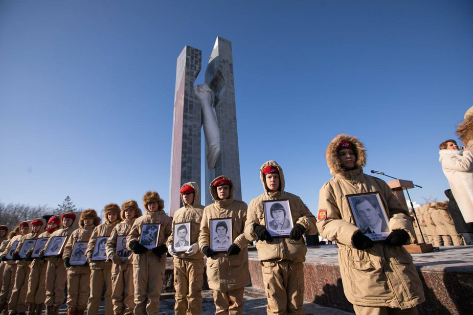 Мероприятие, посвященное выводу советских войск из Афганистана, Оренбург, 15 февраля 2024 года. Фото: @DVPasler / Telegram